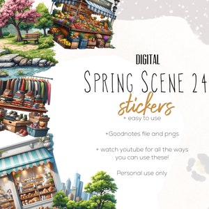 Frühling 24 Szene digital Sticker, Digitale Planung, Wildblumen Sticker, Mädchen Sticker, Sticker für die digitale Planung oder Scrapbooking