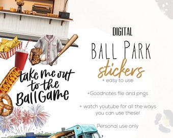 Ball Park Stickers |  Stickers for Goodnotes and Noteful | Ball digital  stickers