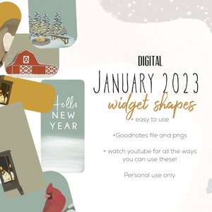 January 2023 Shape Widgets Digital Stickers | Winter Goodnotes Modern ...