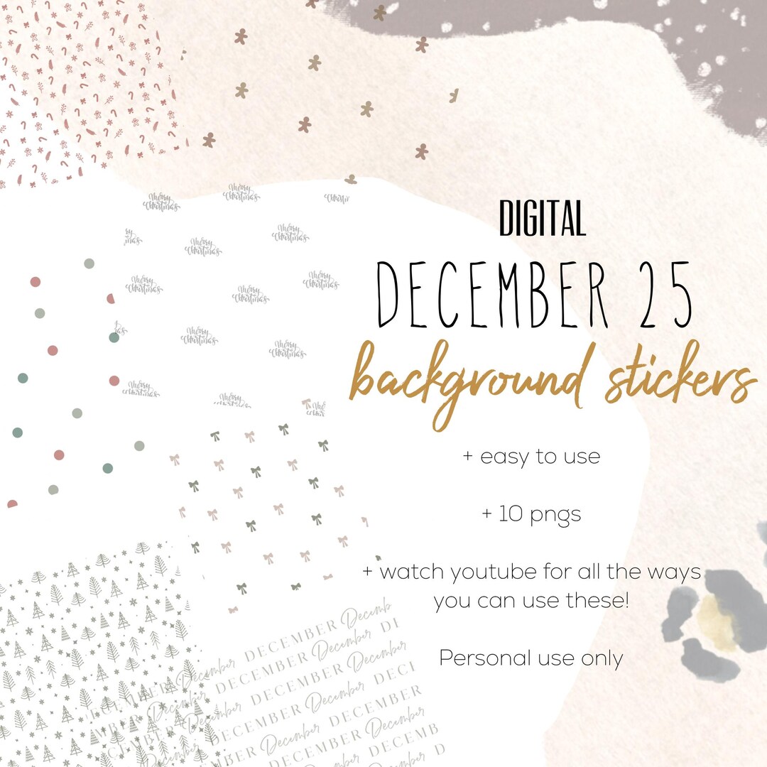 December 25 Background Stickers | Modern Digital Cute Background ...