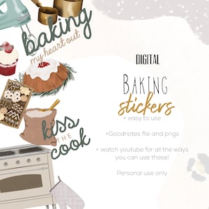 Pegatinas digitales para hornear / Pegatinas modernas de GoodNotes para hornear en Navidad, pegatinas digitales de invierno para Navidad