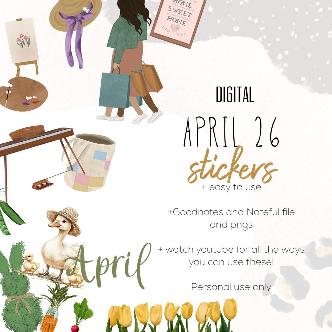 April 26 Digital Stickers | Noteful and Goodnotes Stickers | Modern ...