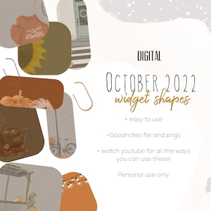 October 2022 Stickers Widgets for Goodnotes | October 2022 digital shape Widget stickers