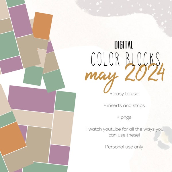 May 24 Color Blocks for the Customizable and Life Digital Planner | Digital inserts and strips