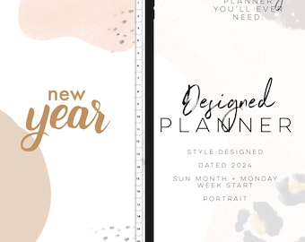 2024 Designed Planner PORTRAIT SUNDAY Start | Digital Designed planner | planner with insert and widgets | All in one Planner