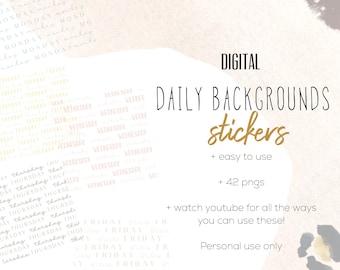 Daily  Background Stickers  | Cute Modern Digital Background Stickers |  Digital Planning | Day name stickers