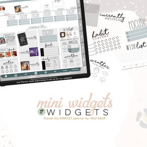 Mini Widget Pack food, water, weather and habit tracker + more | Digital WIDGETS for Customizable Digital LIFE Planner | Digital widget only