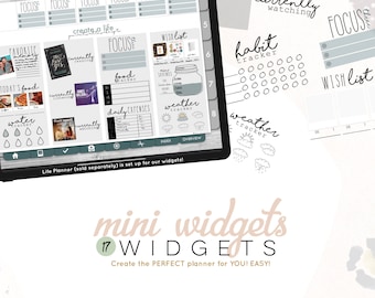 Mini Widget Pack food, water, weather and habit tracker + more | Digital WIDGETS for Customizable Digital LIFE Planner | Digital widget only