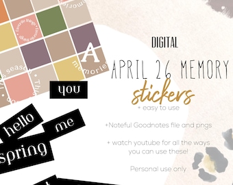 April 26 Memory digital stickers | Memory stickers goodnotes and noteful modern stickers,