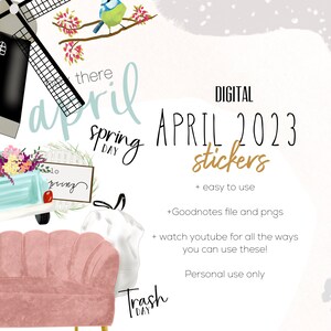 April 2023 Digital Stickers | Spring Goodnotes Modern Stickers, Digital ...