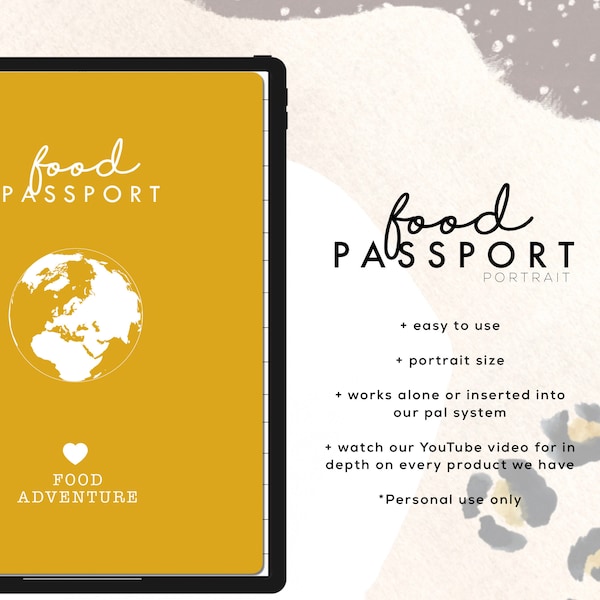 Restaurant Food Review Pal PORTRAIT | Passport Style Digital Planner | Planner Pal Insert