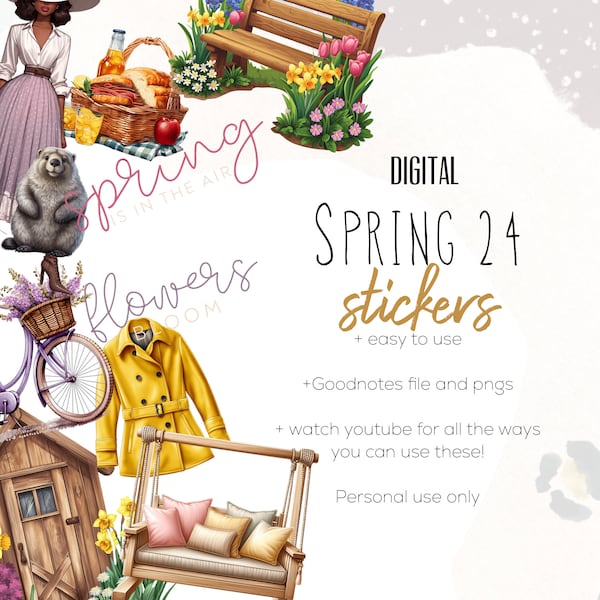 Spring 24 Sticker Pack, Digital planning, Winter Trees stickers, Cabin stickers, stickers for digital planning,