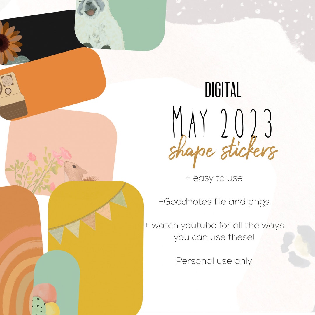 May 2023 Widget Shape Digital Stickers | Spring Goodnotes Modern ...