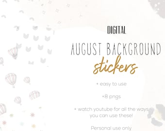 August 24 Background Stickers  | Modern Digital Cute Background Stickers | Digital Planning
