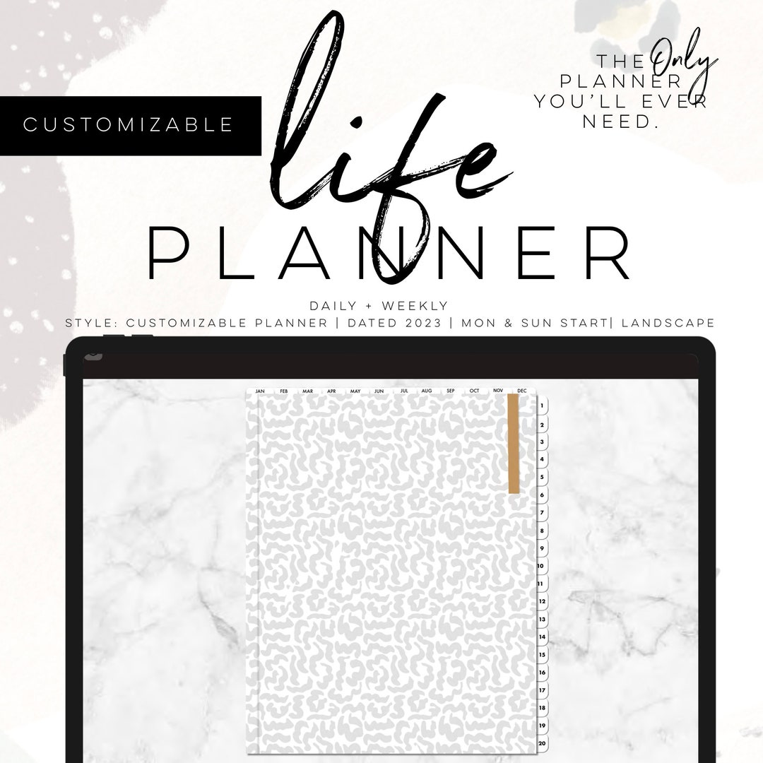 UNDATED Customizable Life Planner LANDSCAPE Digital Life Planner Easy