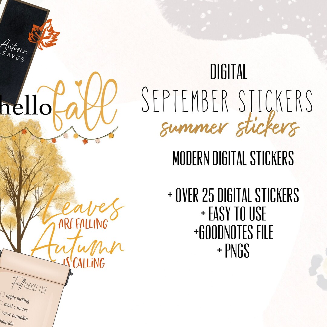 September Digital Stickers | Fall Goodnotes Modern Stickers, Digital ...