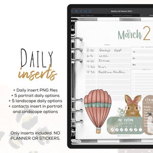 Daily Digital INSERTS for the Customizable and Life Digital Planner | Digital inserts only