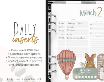 Daily Digital INSERTS for the Customizable and Life Digital Planner | Digital inserts only