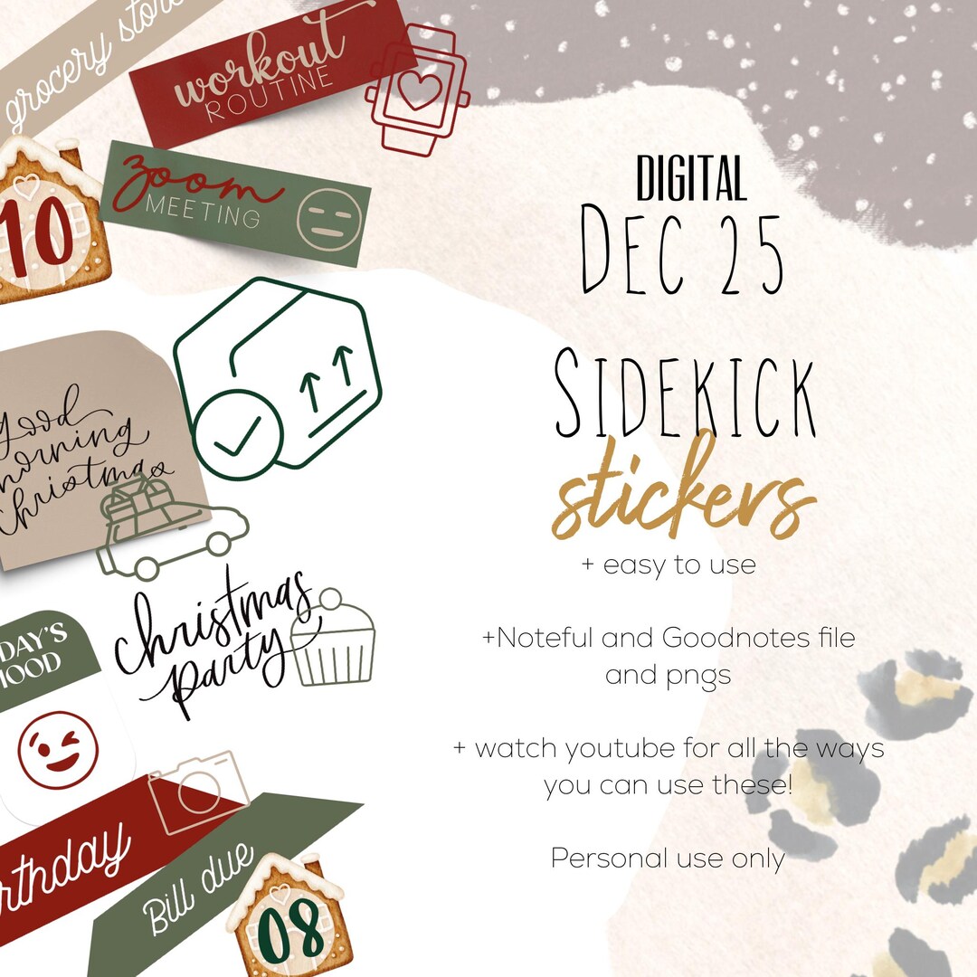 December 2025 Digital Sidekick Stickers | Goodnotes Noteful | Fun ...