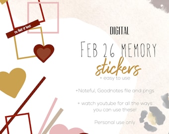 February 26 Memory digital stickers | Memory stickers goodnotes and noteful modern stickers,