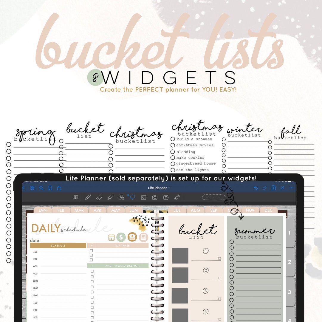 Bucket List Widgets Bucket List Digital Stickers | Digital WIDGETS for ...