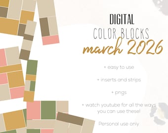 March 26 Color Blocks for the Customizable and Life Digital Planner | Digital inserts and strips