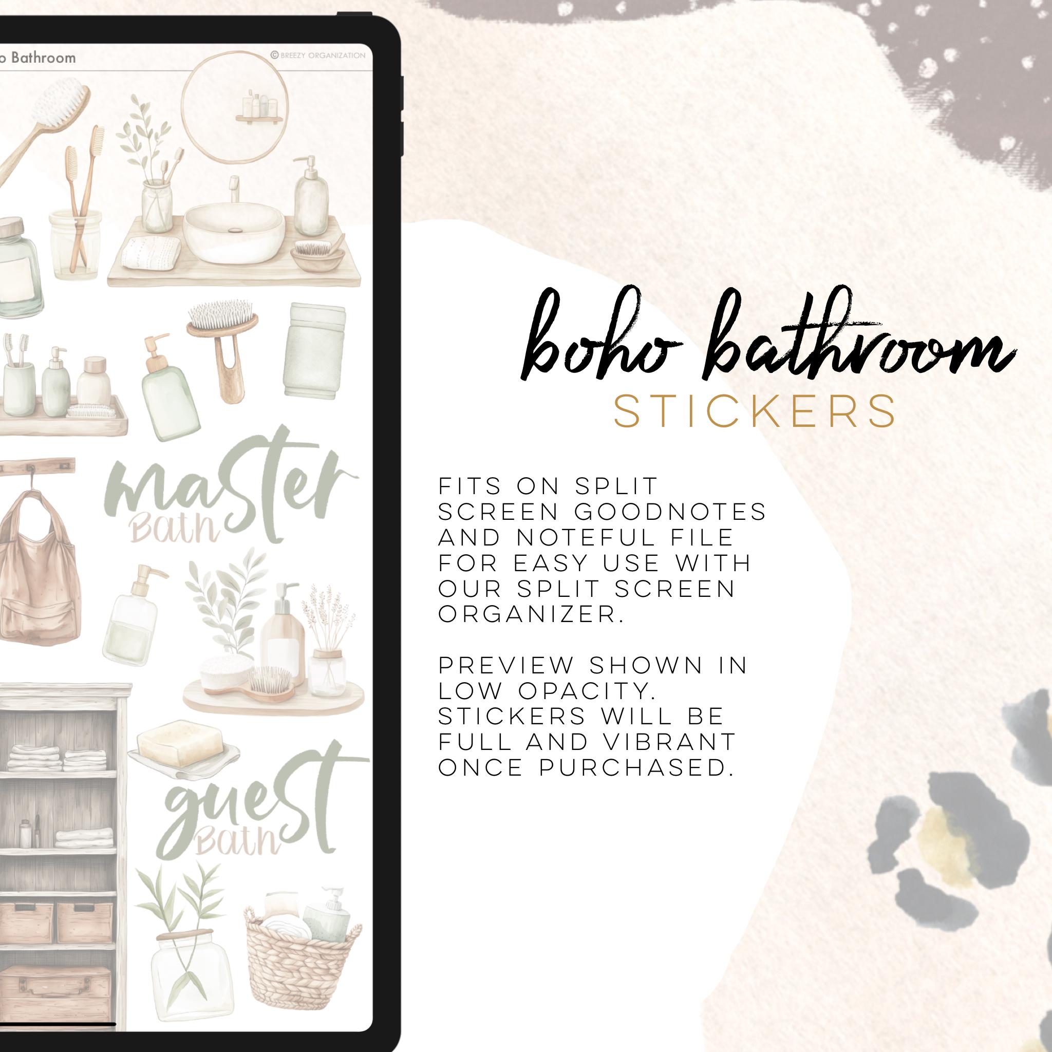 Boho Bathroom Stickers | Stickers for Goodnotes and Noteful | Home ...