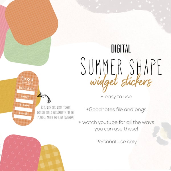 Summer shape widgets digital stickers | summer goodnotes modern stickers, digital minimalist stickers