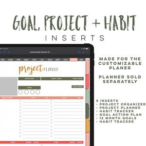 K&ouml;nnte beinhalten: Eine digitale Planerseite mit einer Projektplaner-Vorlage. Die Seite ist in Abschnitte f&uuml;r Projektname, Details, Notizen, Projektbudget und tats&auml;chliche Ausgaben unterteilt. Die Seite enth&auml;lt auch einen Abschnitt, um das Projekt in kleinere Aufgaben aufzuteilen, mit Spalten f&uuml;r zu erledigen, f&auml;llig und erledigt. Die Seite ist f&uuml;r die Verwendung mit einem anpassbaren Planer konzipiert.