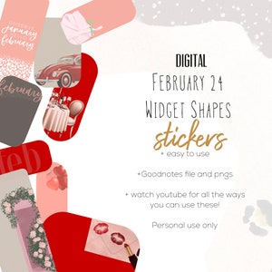 February 2024 digital shape widgets | Digital goodnotes modern stickers, shape widgets for digital planning