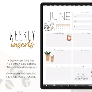 Weekly Digital INSERTS for the Customizable and Life Digital Planner | Digital inserts only