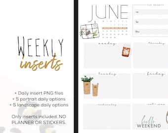 Weekly Digital INSERTS for the Customizable and Life Digital Planner | Digital inserts only