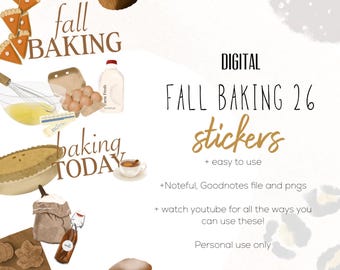 Fall Baking 26  Stickers, Digital planning, Baking stickers, Fall Baking digital stickers, Journal stickers, Stickers for Digital Planning