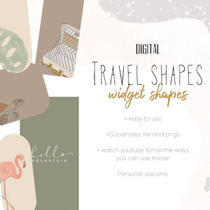 Travel 2022 Shape Widgets Digital Stickers for Goodnotes | modern travel digital stickers, vacation stickers