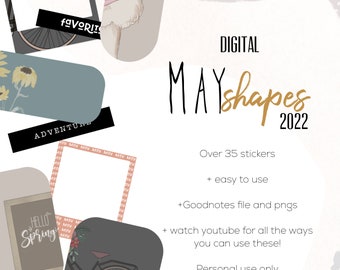 May Shape Widgets 2022  for Goodnotes | May digital Widget stickers