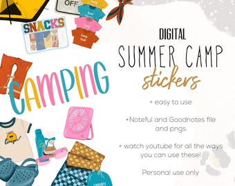 Summer Camp Stickers, Digital planning, outdoor stickers, camping planning stickers, stickers for digital planning