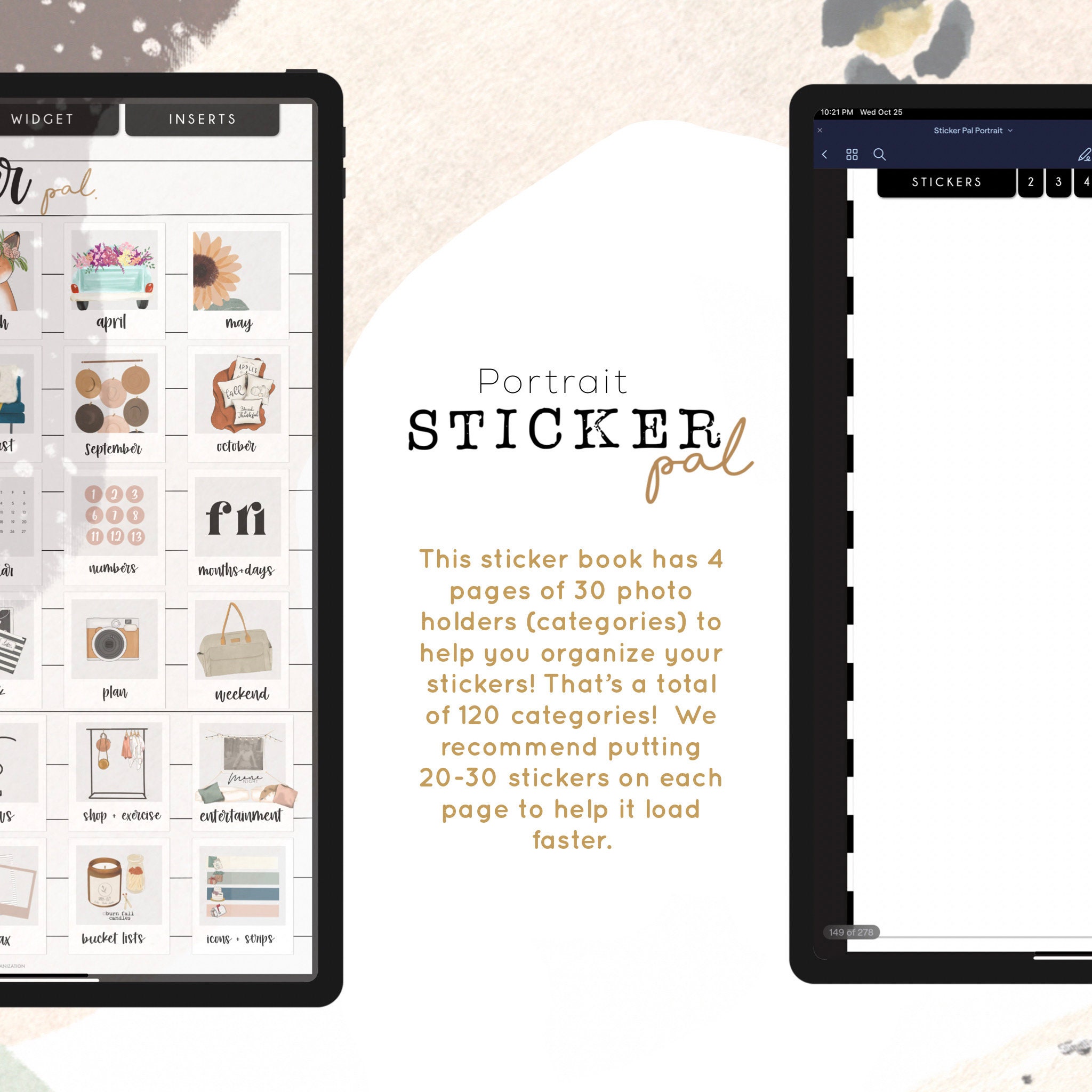 Sticker Widget Portrait Sticker Pal Sticker, Widget and Insert Organizer | Digital ...