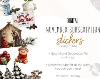 November 25 Subscription Digital Stickers | Goodnotes and Noteful Modern Digital Stickers | Christmas Stickers | Goose Sticker