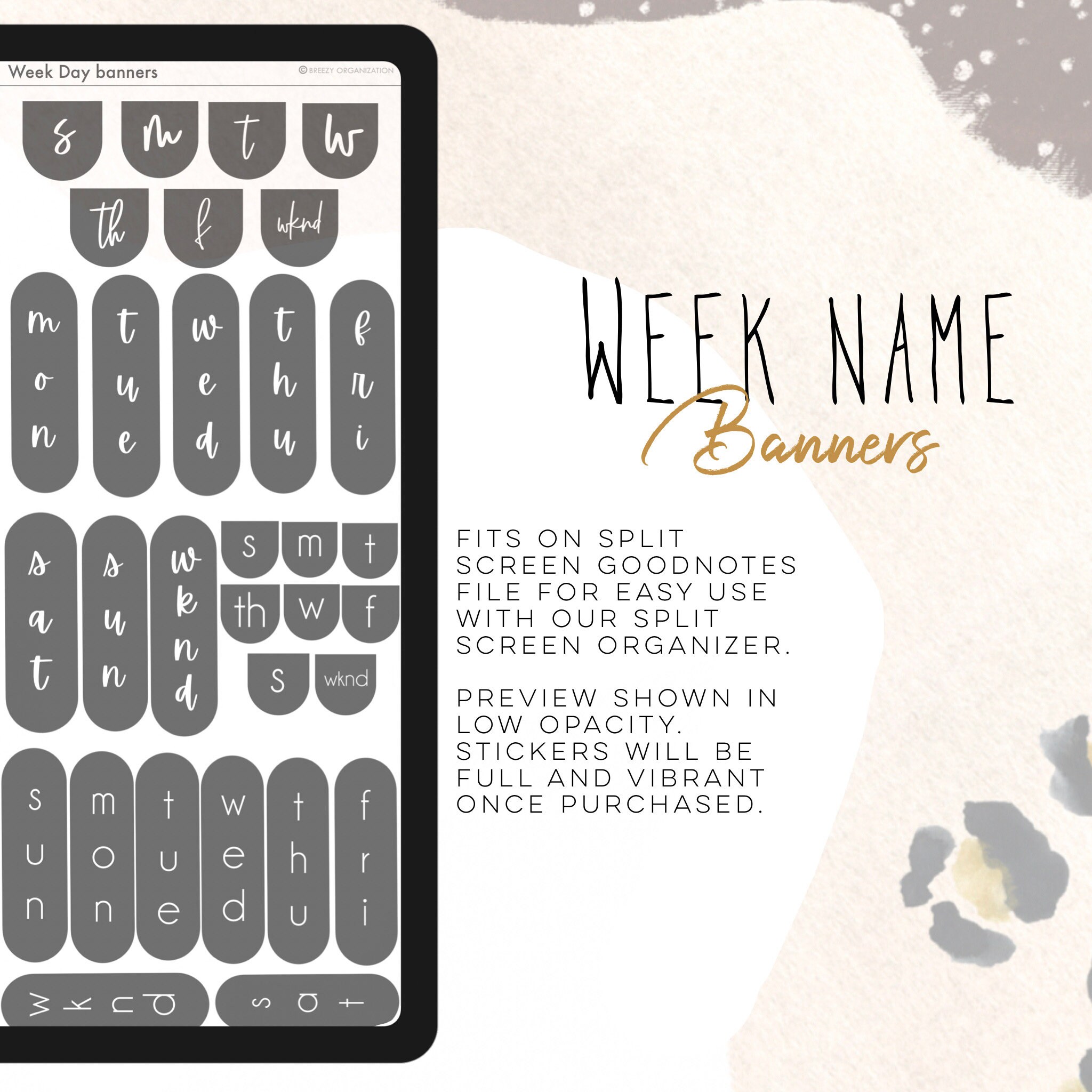 Week Day Banner Stickers || Modern Week Name Stickers - Etsy