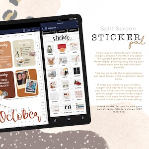Sticker Pal (splitscreen) sticker, widget en opberger voor inlegvellen | Digitale stickeropberger | Stickerboek met gesplitst scherm
