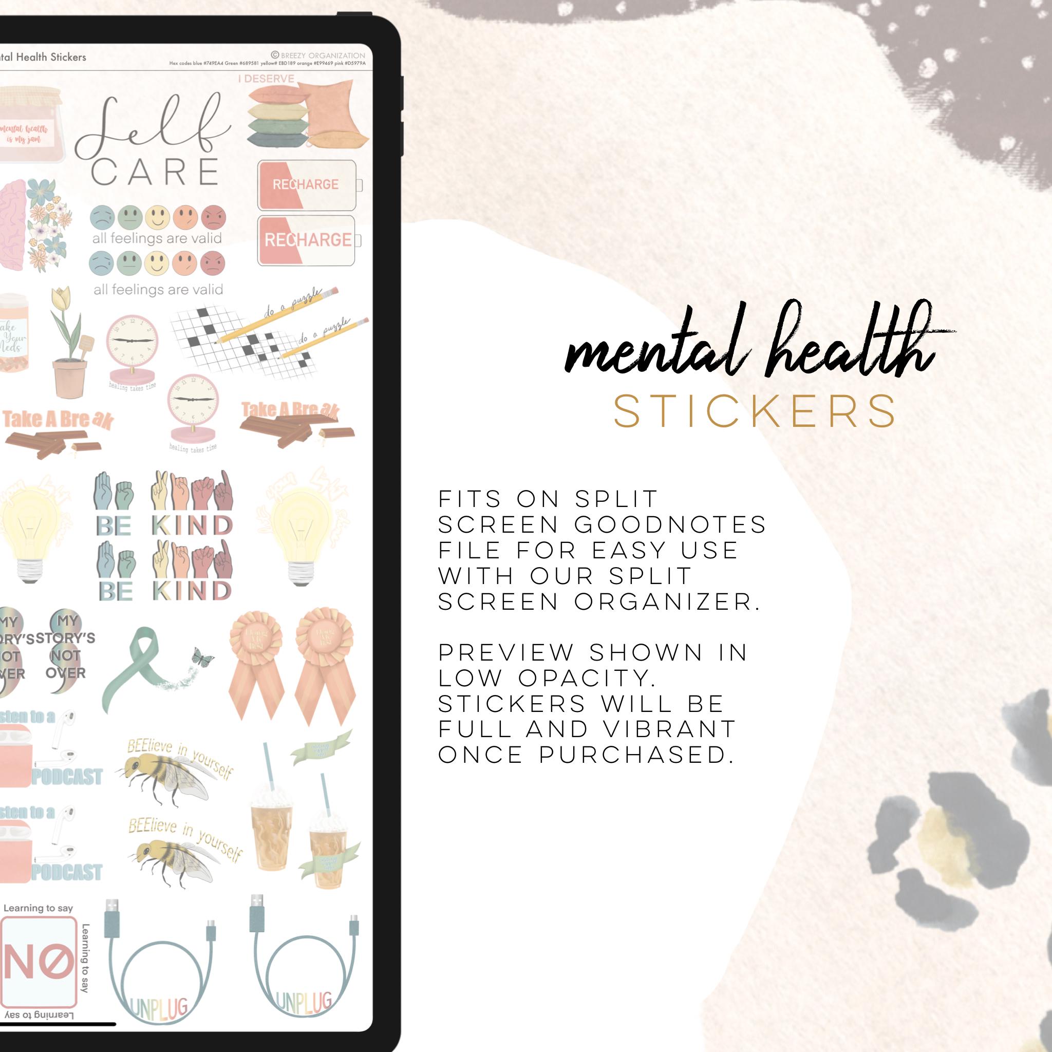 Mental Health Digital Stickers, Digital Planning, Self Care Stickers ...