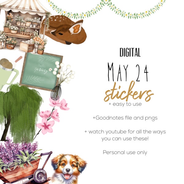 May 24 digital stickers | goodnotes stickers | modern stickers | cute digital stickers | scrapbook stickers