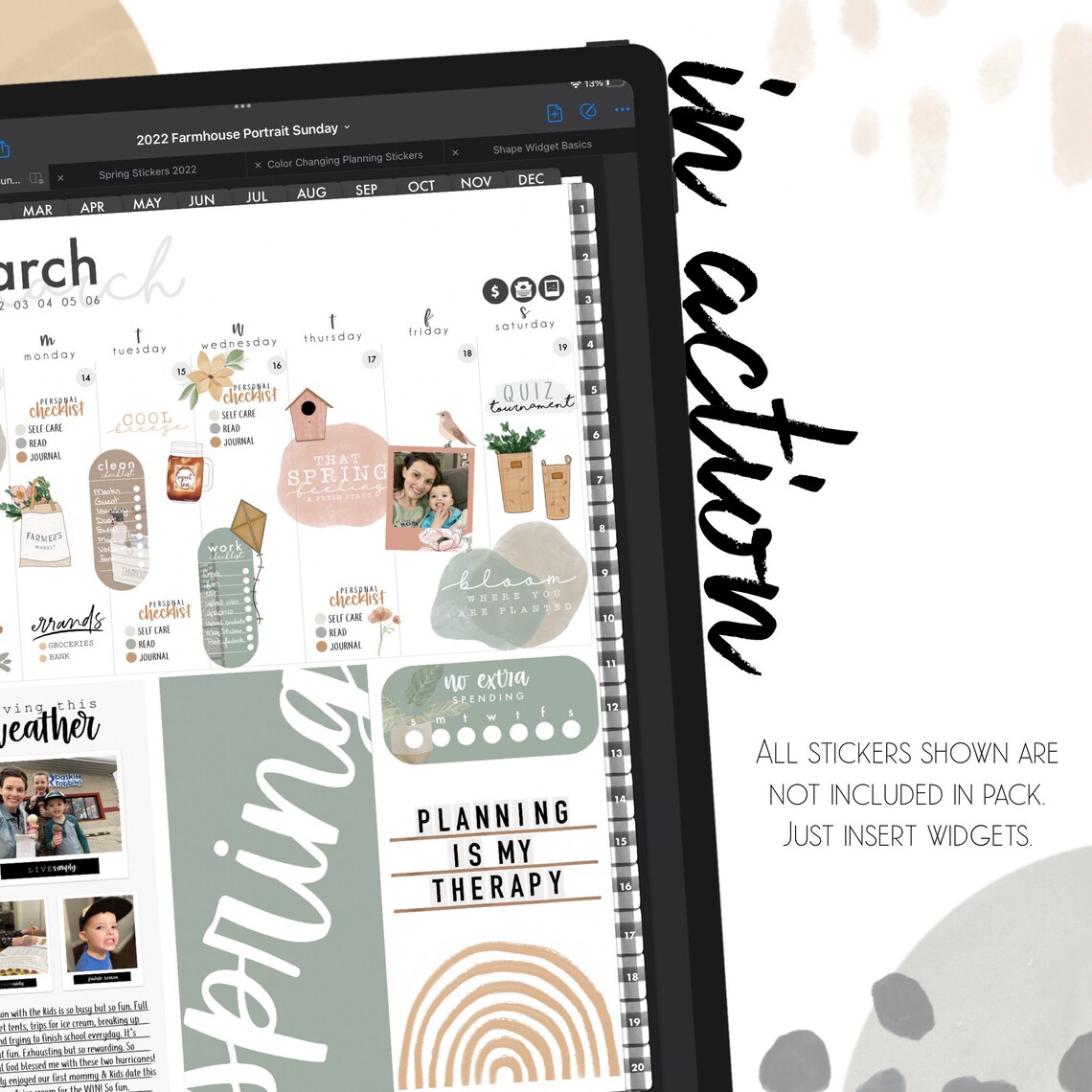 Spring Boho Digital Stickers | Boho Floral Goodnotes Modern Stickers ...
