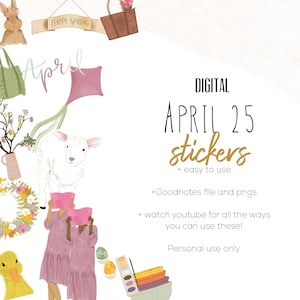 April 25 digitale Aufkleber | Goodnotesaufkleber | moderne Aufkleber | digitale Frühlingssticker | Florale Aufkleber