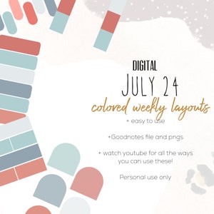 July 24 Weekly Digital INSERTS for the Customizable and Life Digital Planner | Digital inserts only