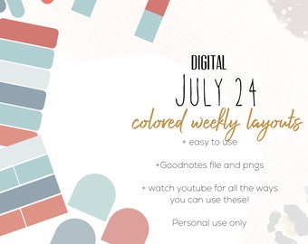 July 24 Weekly Digital INSERTS for the Customizable and Life Digital Planner | Digital inserts only
