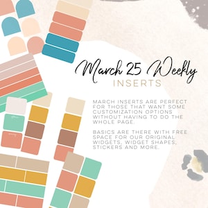 March 25 Weekly Digital INSERTS for the Customizable and Life Digital Planner | Digital inserts only