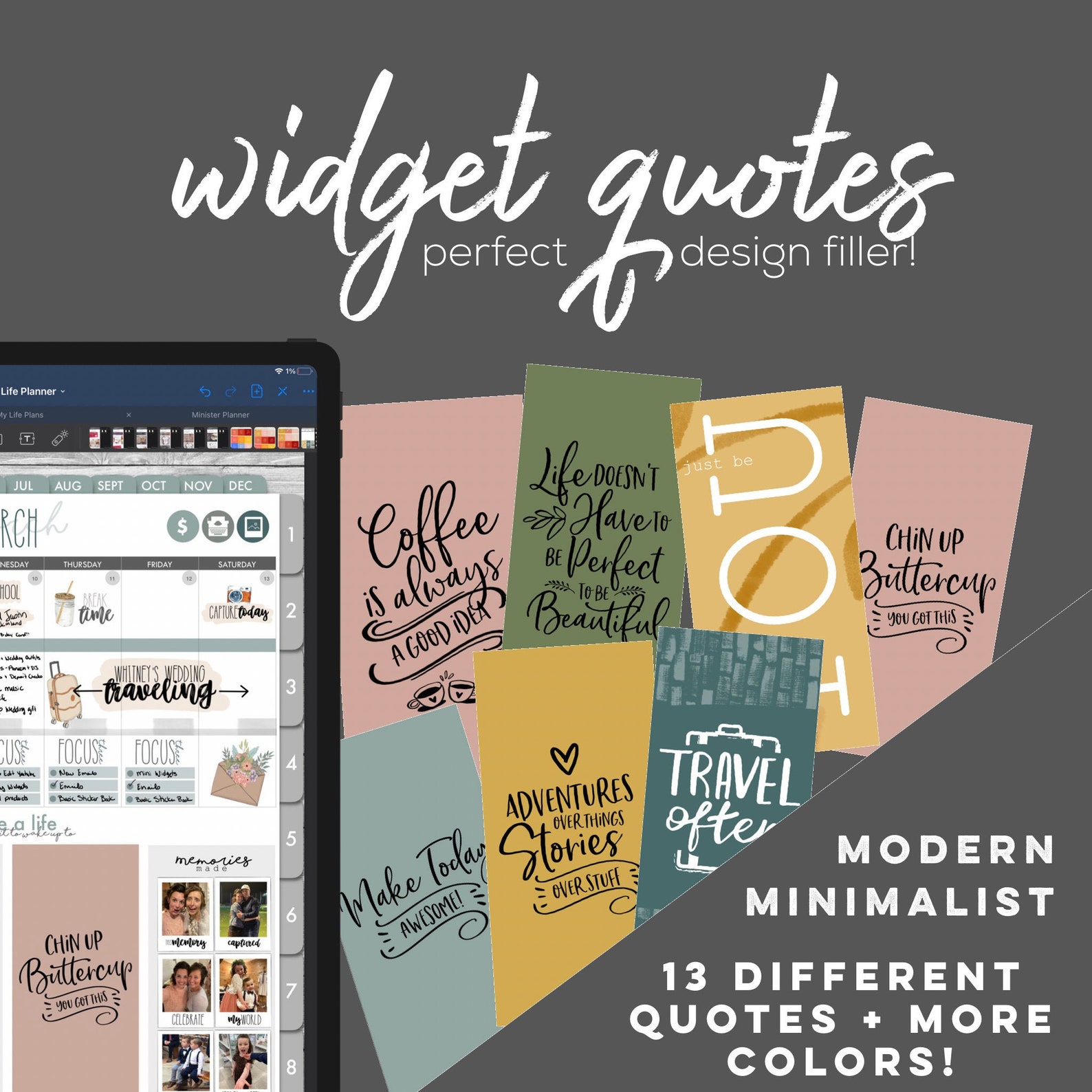 Widgets Quote Stickers Digital WIDGETS for the Customizable Etsy UK