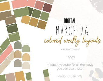 March 26 Weekly Digital INSERTS for the Customizable and Life Digital Planner | spring Digital inserts only