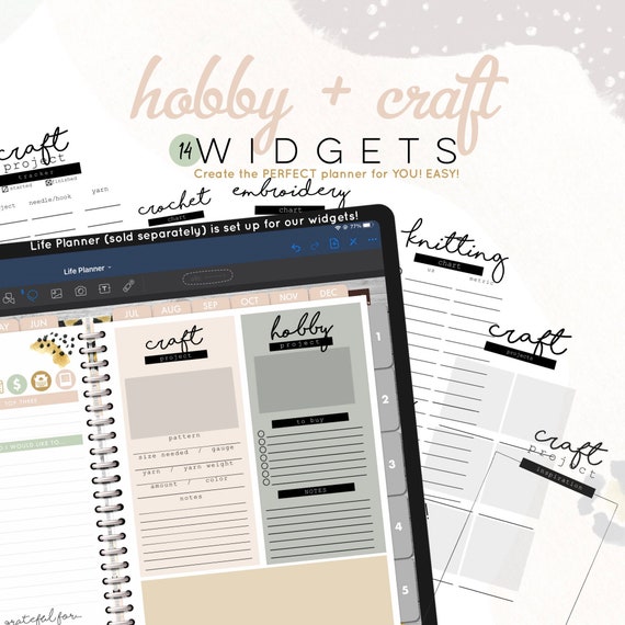 Hobby and Craft widgets | craft Digital WIDGETS for digital planning | Digital widgets only